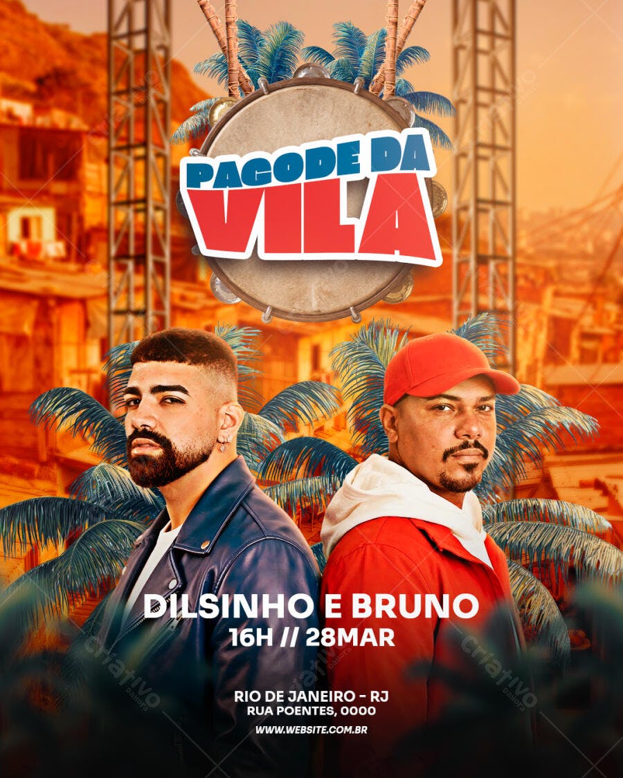 Flyer Pagode da Vila Show Musical PSD Editável