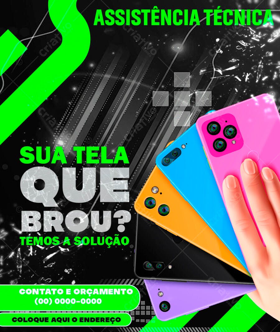 Flyer Assistência Técnica Celular Quebrou PSD Editável