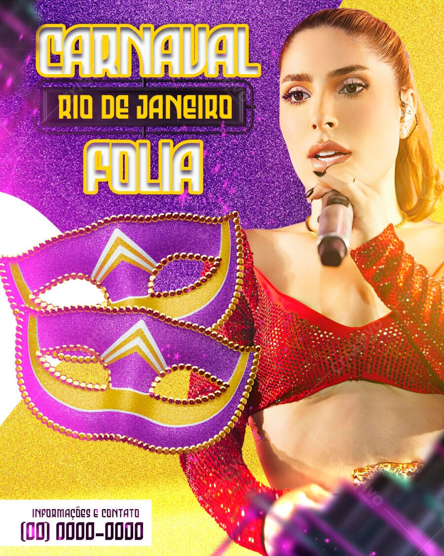Flyer Carnaval Rio de Janeiro Folia PSD Editável