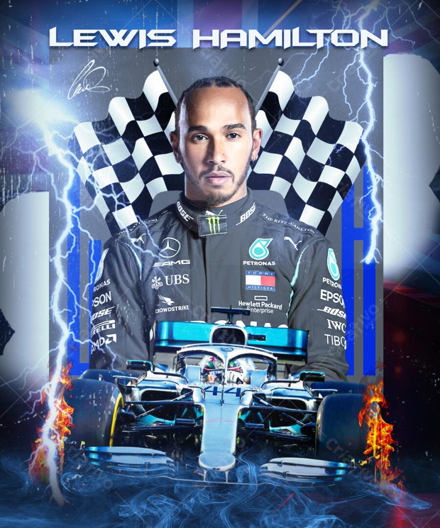 Post Social Media Lewis Hamilton Fórmula 1 PSD Editável
