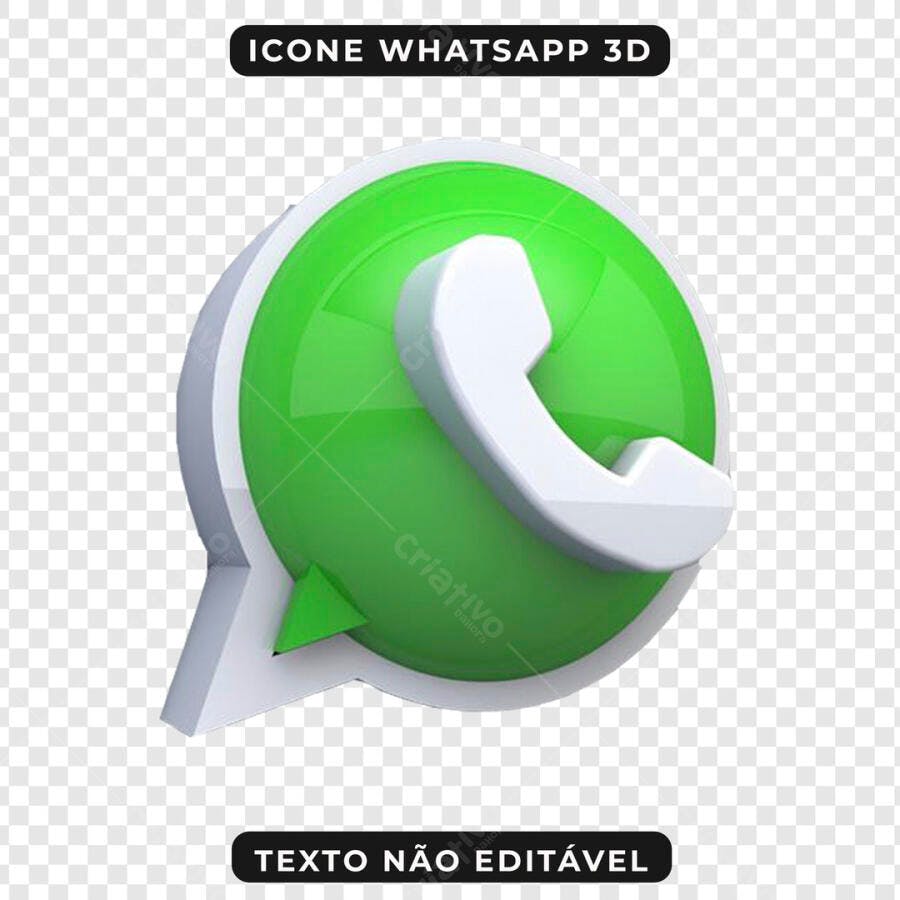 Ícone WhatsApp 3D Telefone Verde PSD Editável