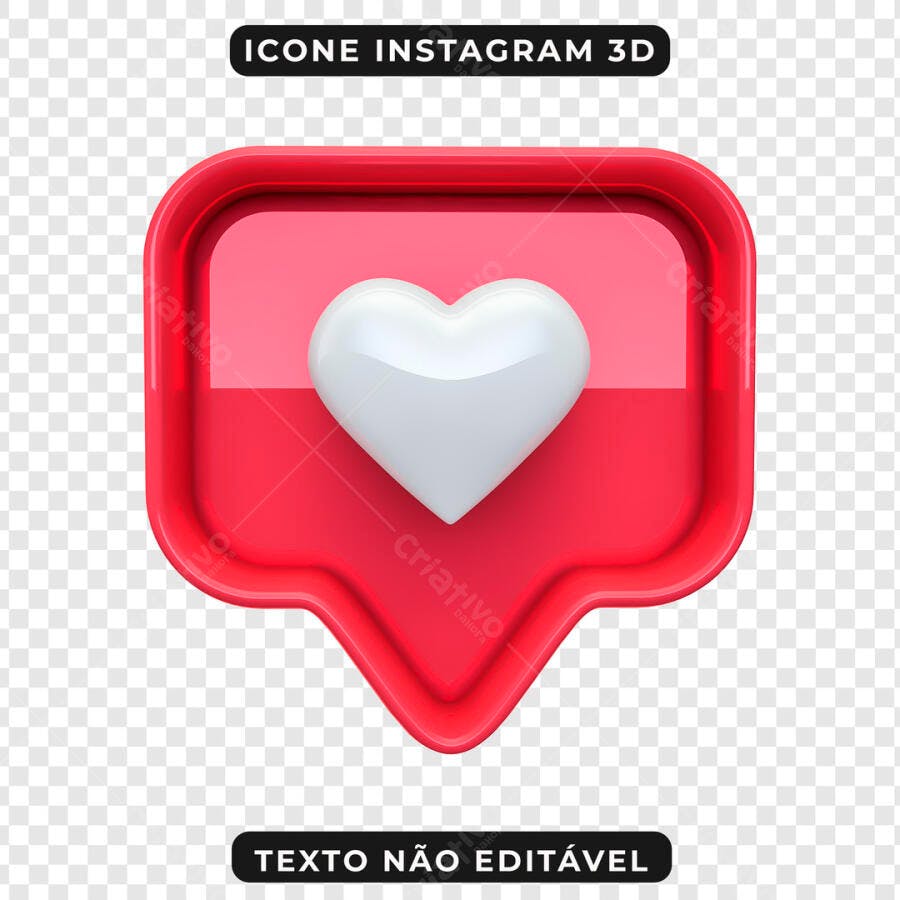 Ícone Instagram 3D Coração Like PSD Editável