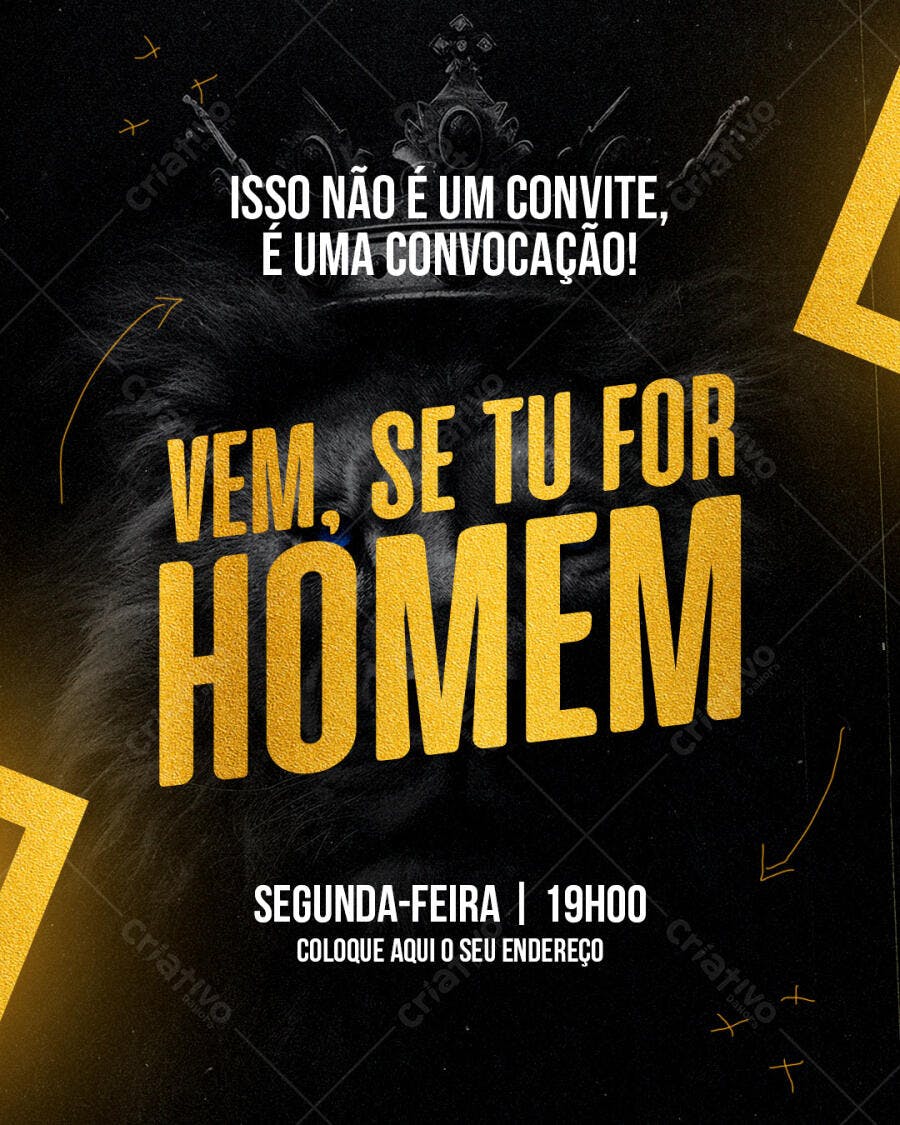 Flyer Evento Masculino Convocação Leão PSD Editável