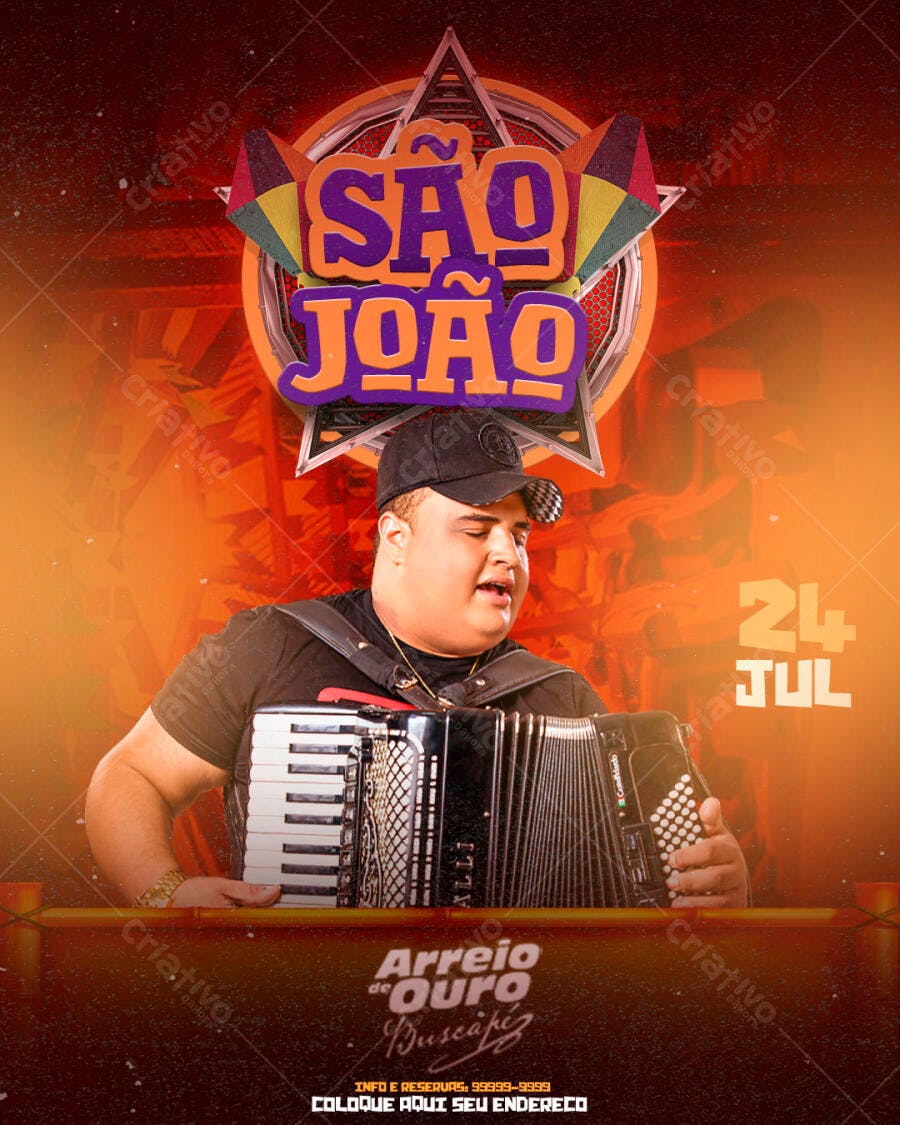 Flyer São João Festa Junina Arraial PSD Editável