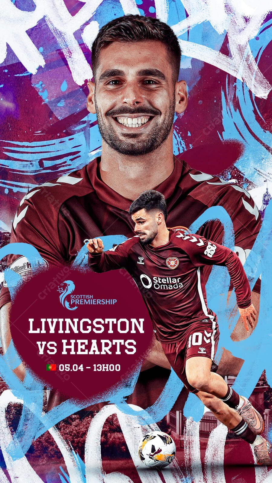 Post Instagram Jogo Futebol Livingston vs Hearts PSD Editável