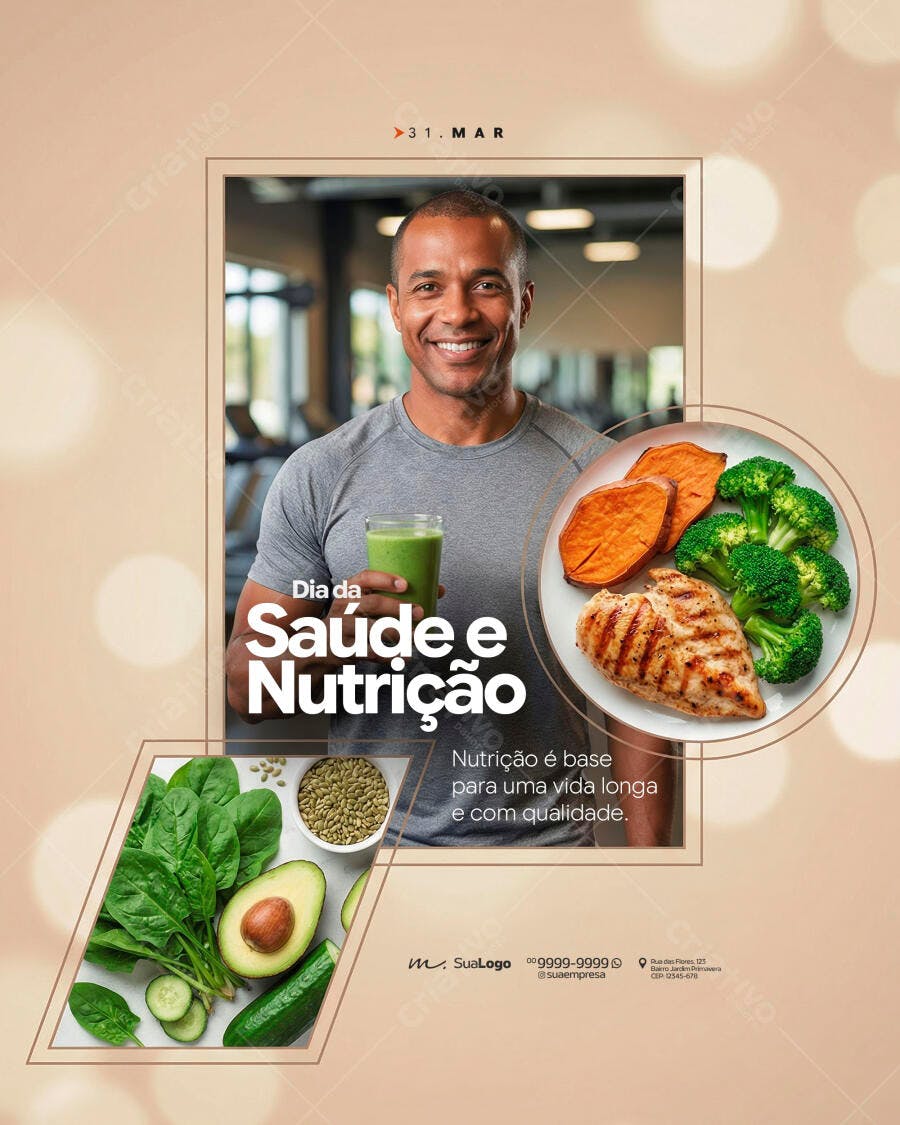 Post Dia da Saúde e Nutrição Academia PSD Editável