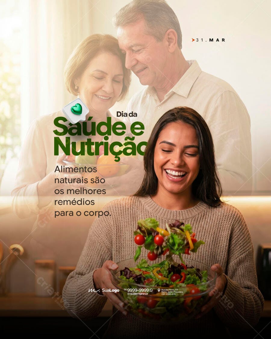 Post Instagram Dia da Saúde e Nutrição Março PSD Editável