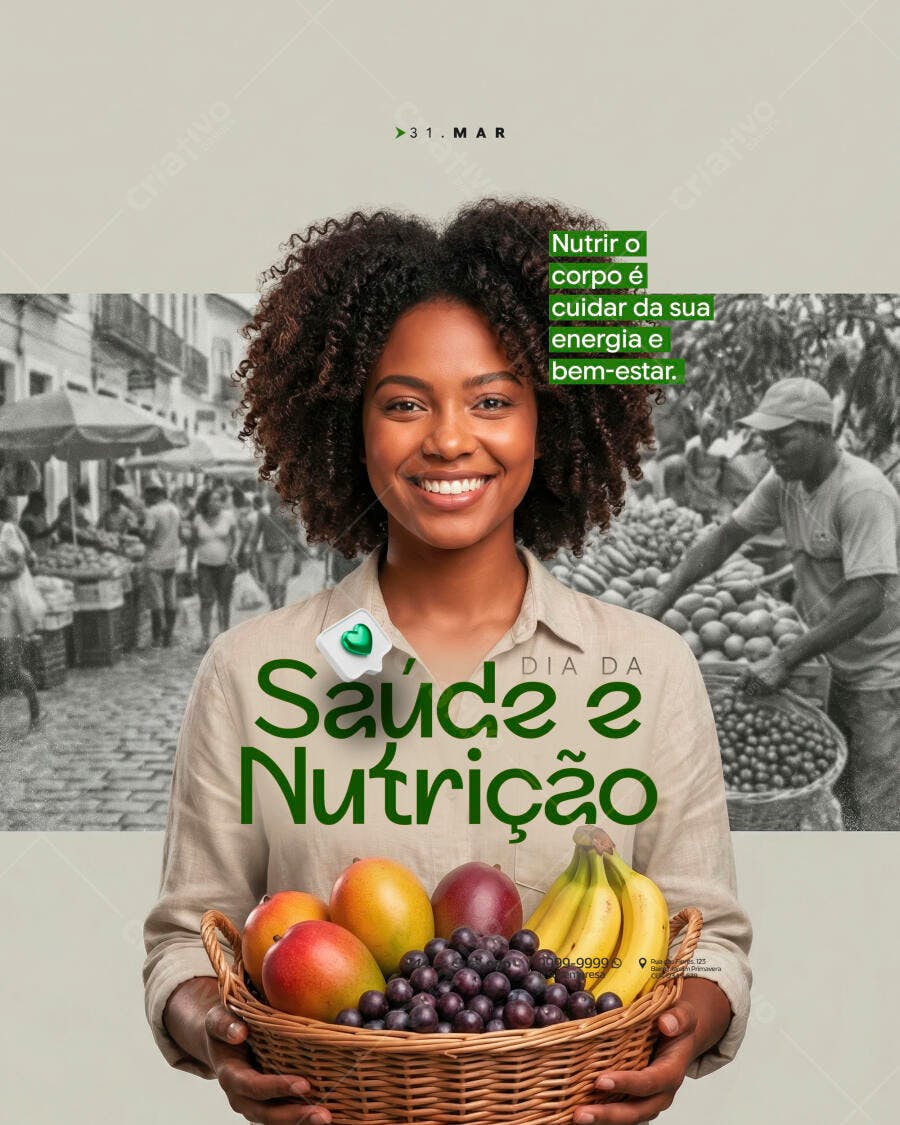 Post Dia da Nutrição Saúde Março PSD Editável