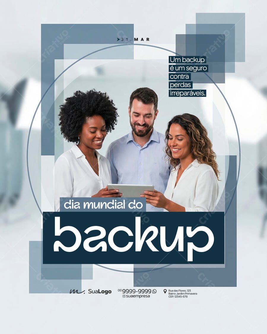 Post Dia Mundial do Backup Tecnologia PSD Editável