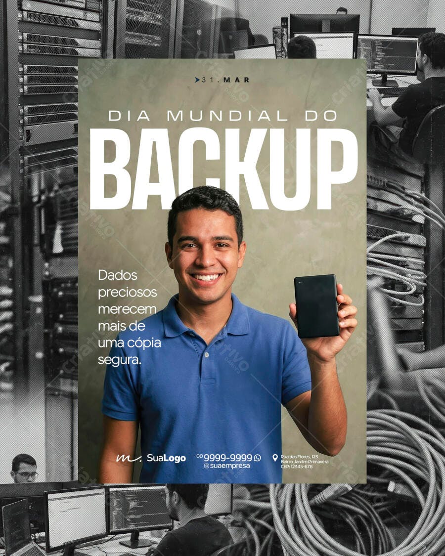 Post Dia Mundial do Backup 31 de Março TI PSD Editável