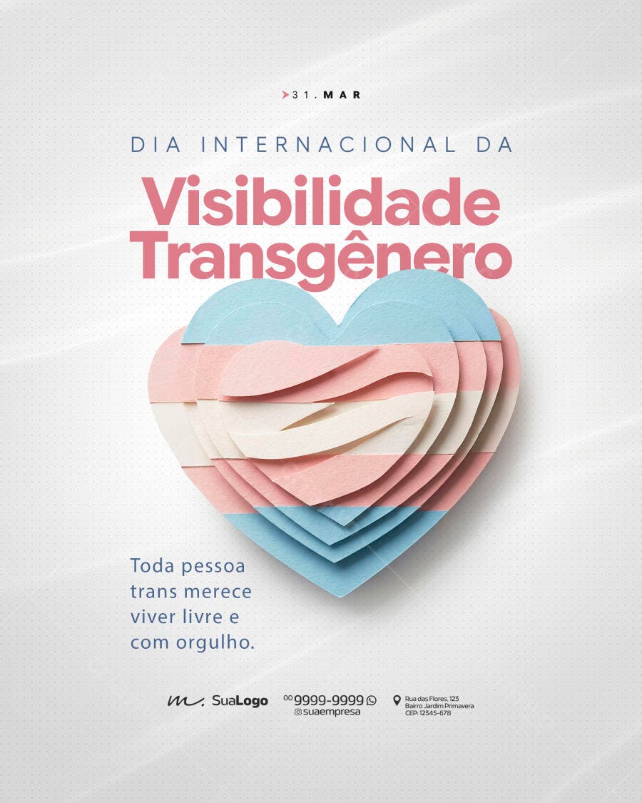 Post Instagram Visibilidade Transgênero 31 Março PSD Editável