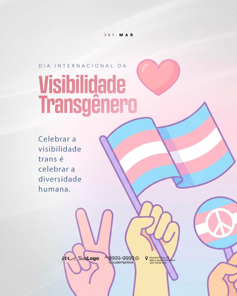 Post Visibilidade Transgênero Março PSD Editável
