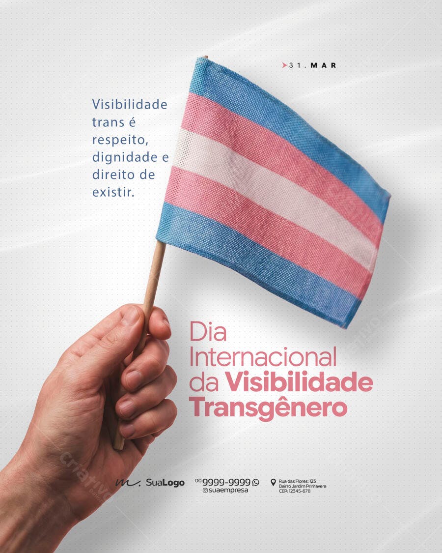 Post Instagram Visibilidade Transgênero 31 Março PSD Editável