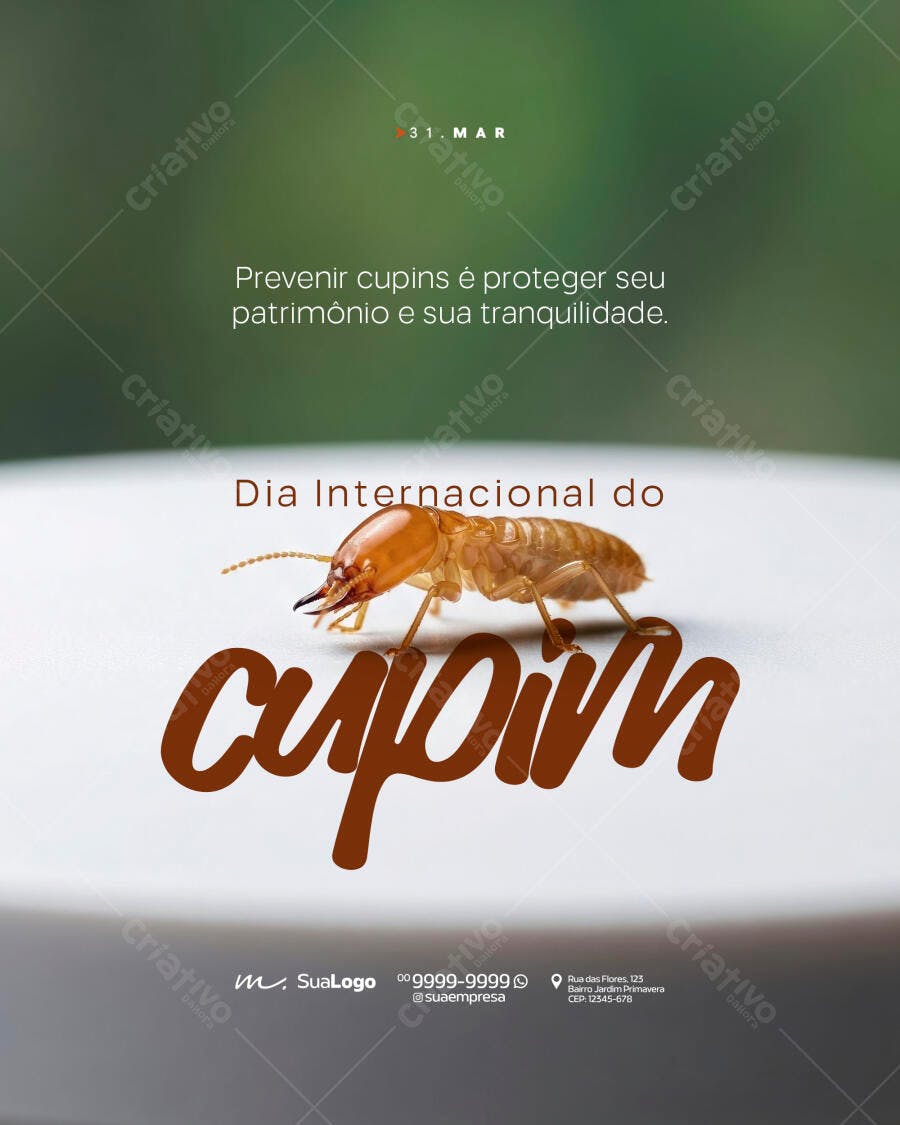Post Instagram Dia Internacional do Cupim Dedetizadora PSD Editável