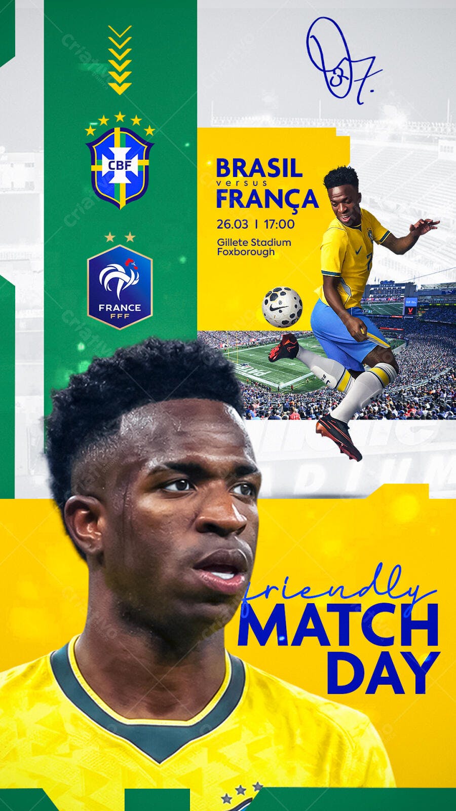 Story Instagram Jogo Futebol Brasil França PSD Editável