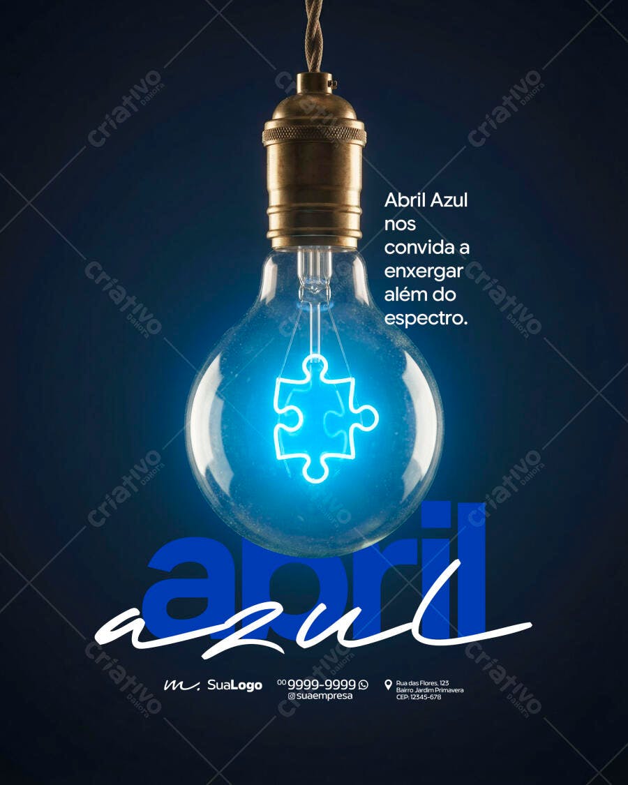 Post Instagram Abril Azul Conscientização Autismo PSD Editável