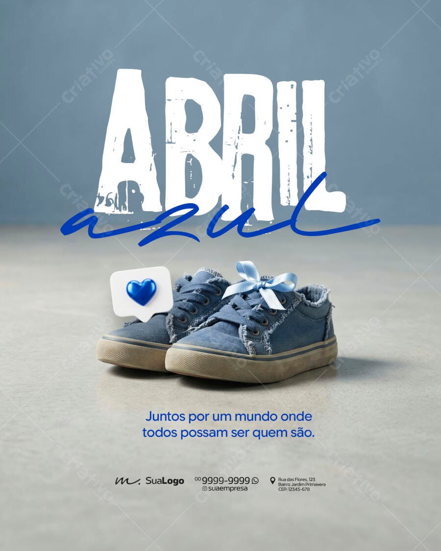 Post Instagram Abril Azul Conscientização Autismo PSD Editável