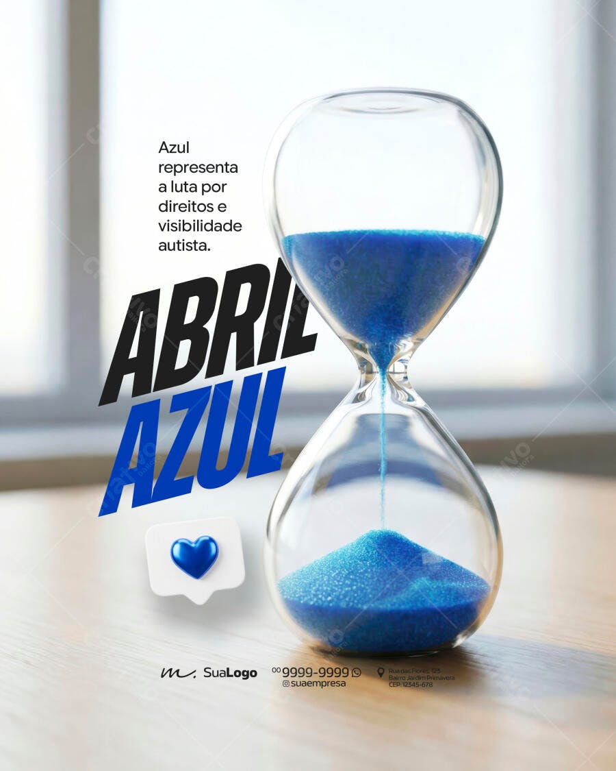 Post Instagram Abril Azul Conscientização Autismo PSD Editável
