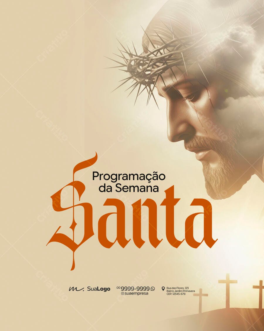 Post Semana Santa Igreja Católica PSD Editável