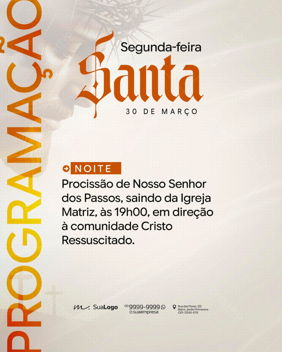Post Semana Santa Igreja Católica PSD Editável
