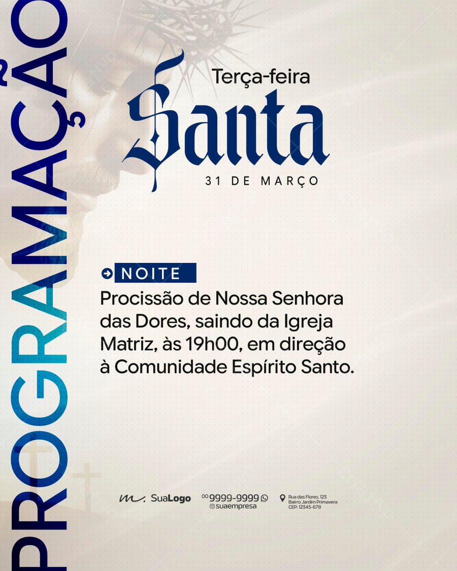 Flyer Semana Santa Programação Igreja PSD Editável