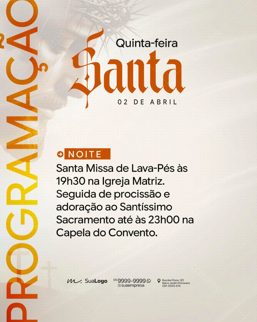 Flyer Semana Santa Páscoa Igreja PSD Editável