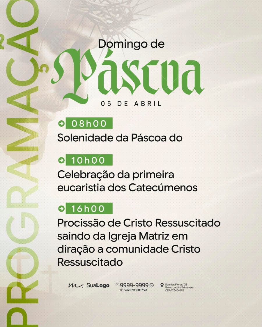 Flyer Páscoa Programação Igreja PSD Editável