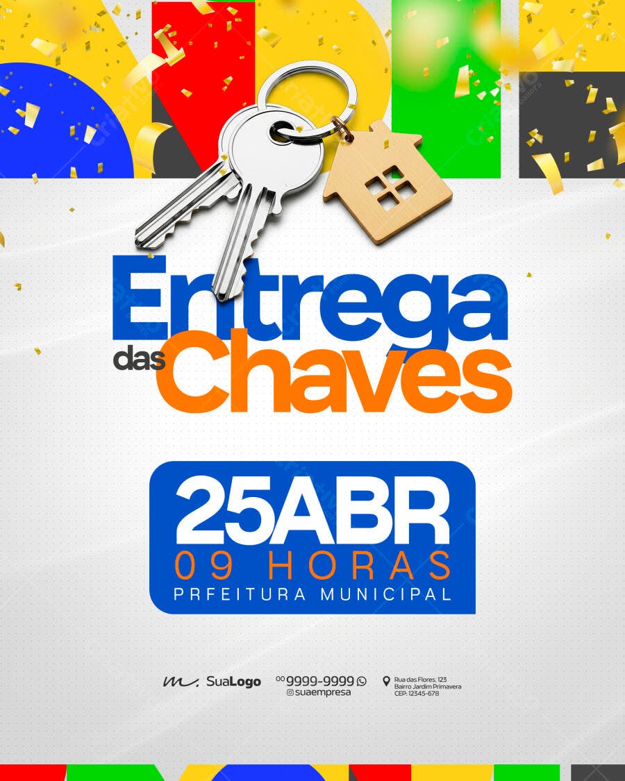 Flyer Entrega das Chaves Prefeitura Municipal PSD Editável
