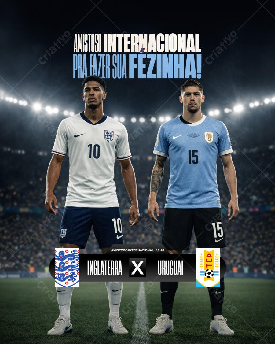 Post Instagram Amistoso Internacional Futebol PSD Editável