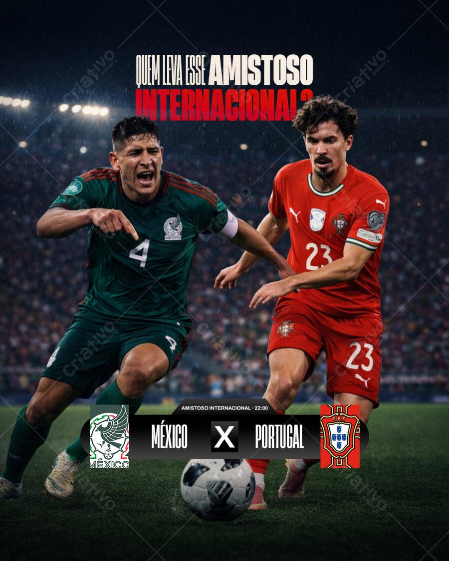Post Instagram Amistoso Internacional Futebol PSD Editável