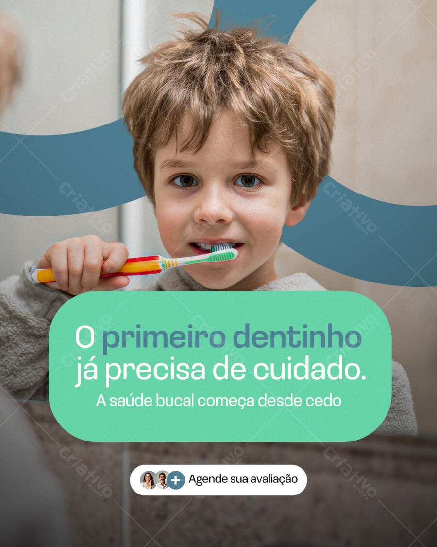 Post Instagram Odontopediatria Cuidado Infantil PSD Editável