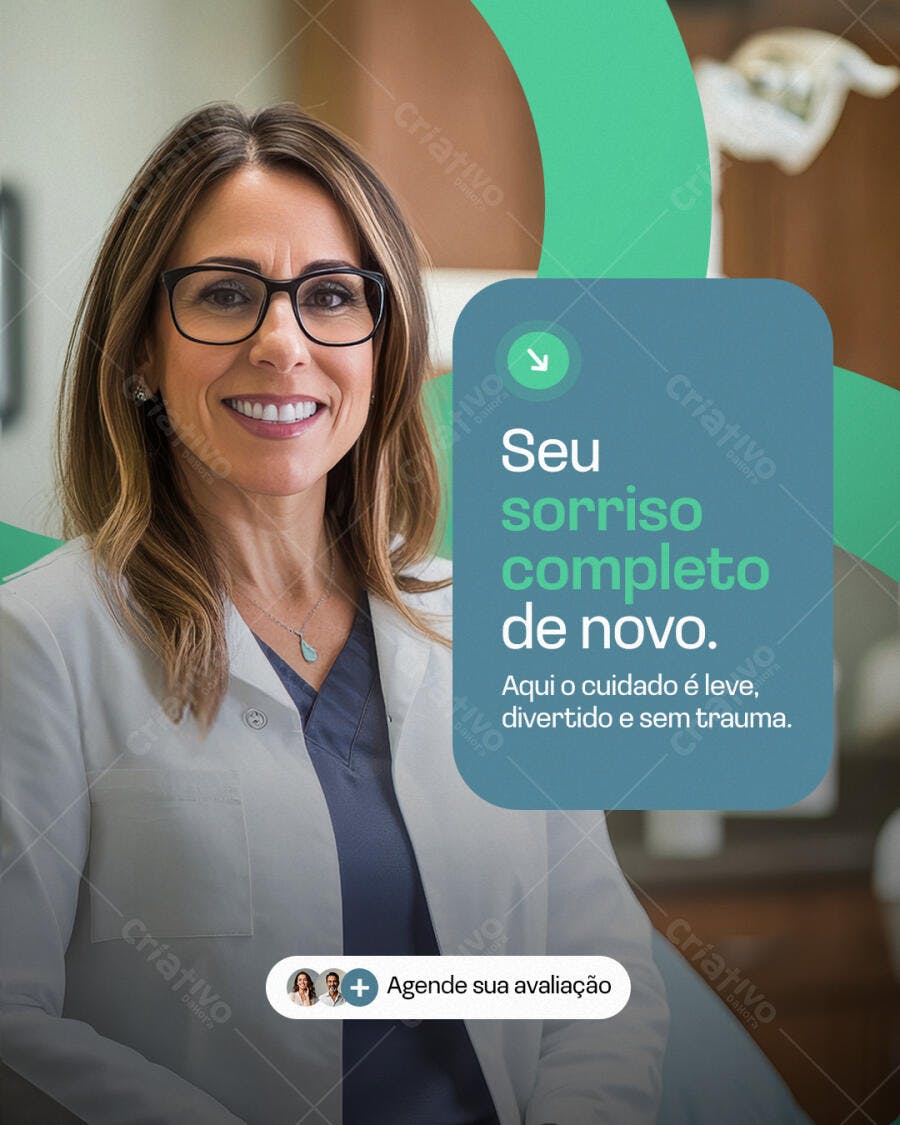 Post Instagram Odontologia Clínica Dentista PSD Editável