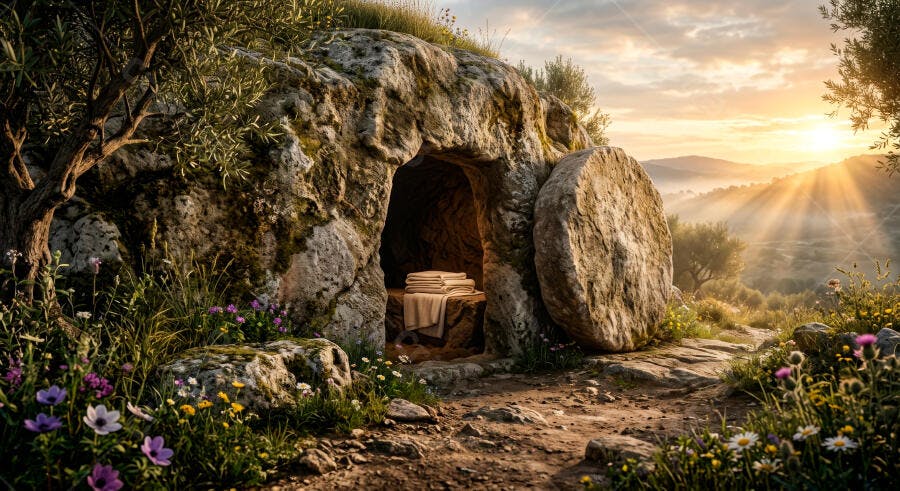 Foto Túmulo Vazio de Jesus Cristo Ressurreição Páscoa Amanhecer