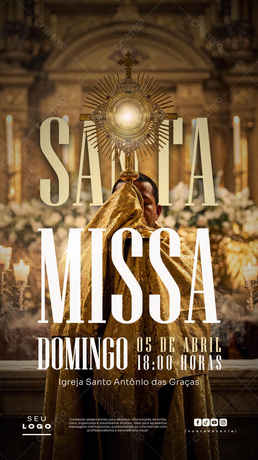 Story Instagram Santa Missa Igreja Católica PSD Editável