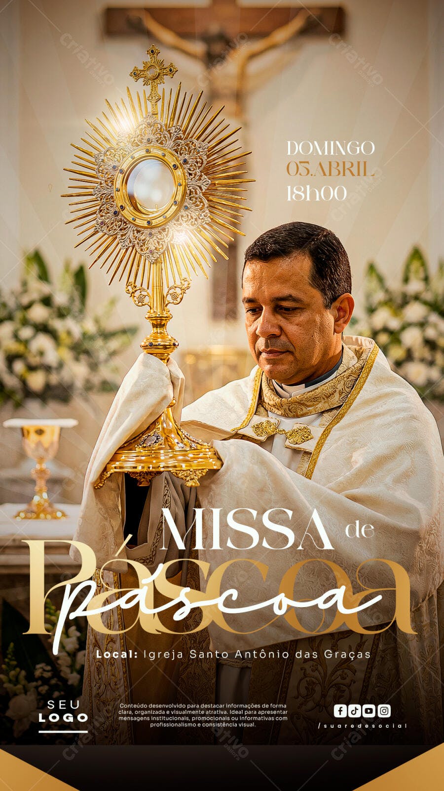 Story Instagram Missa de Páscoa Igreja Católica PSD Editável