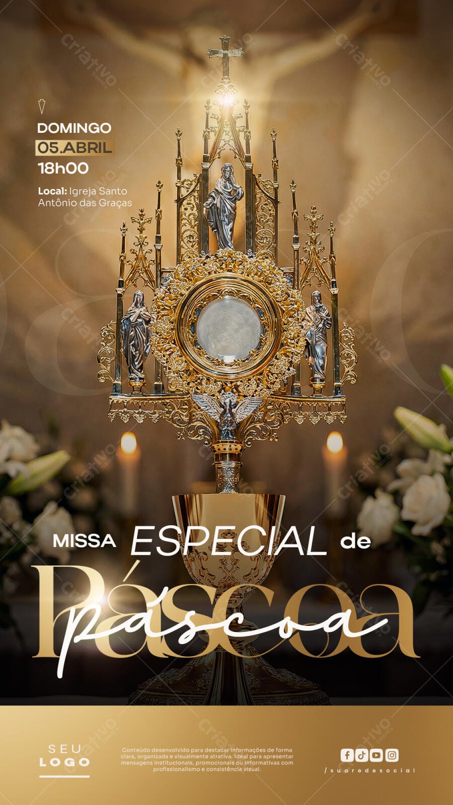 Story Instagram Missa Especial Páscoa Igreja PSD Editável
