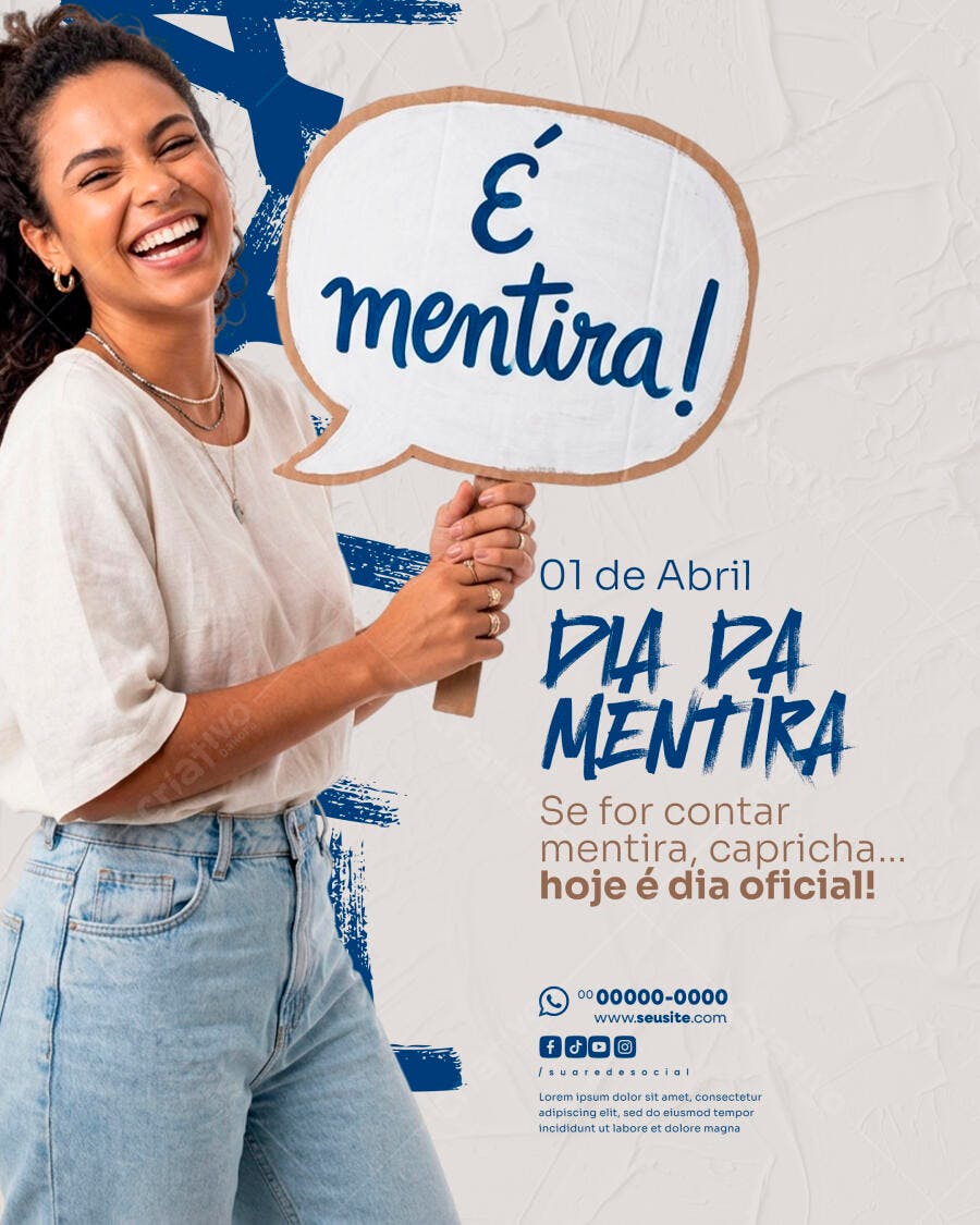 Post Instagram Dia da Mentira 1 de Abril PSD Editável