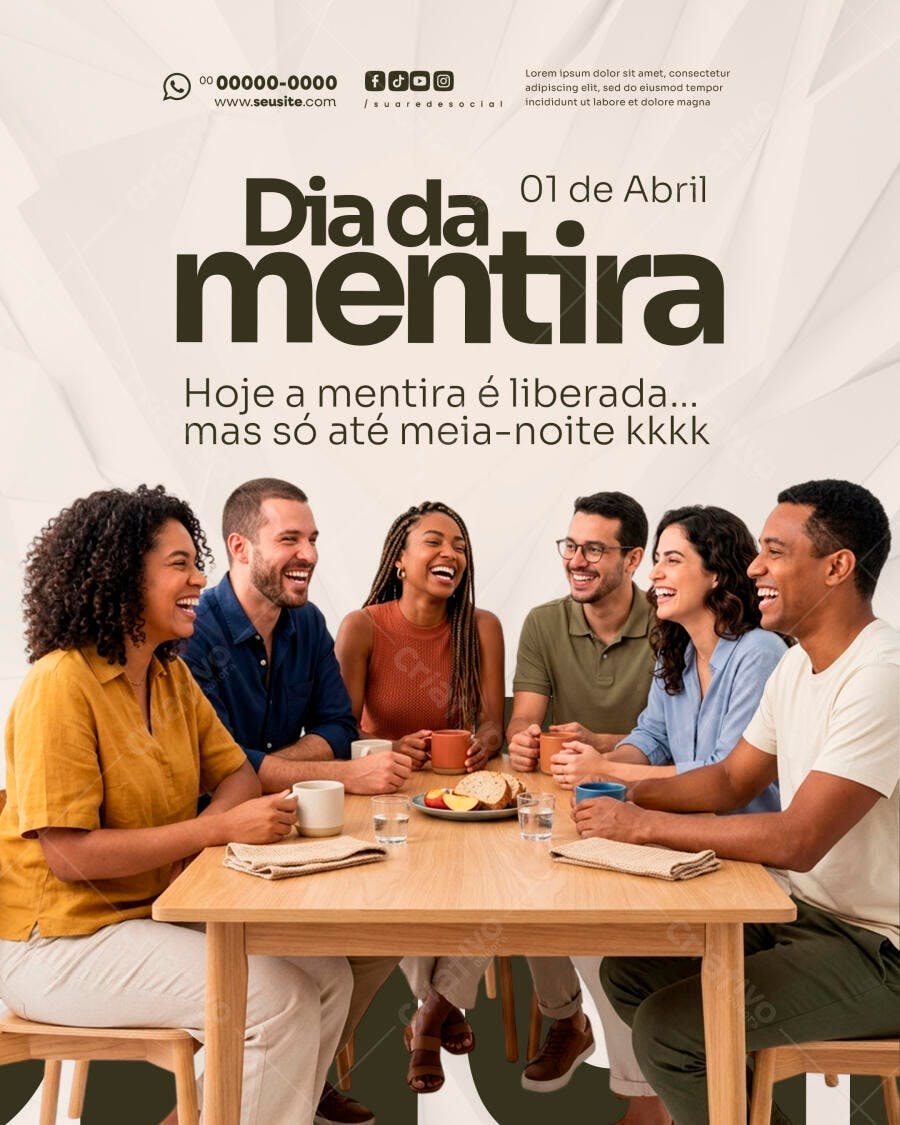 Post Dia da Mentira 1 de Abril Redes Sociais PSD Editável