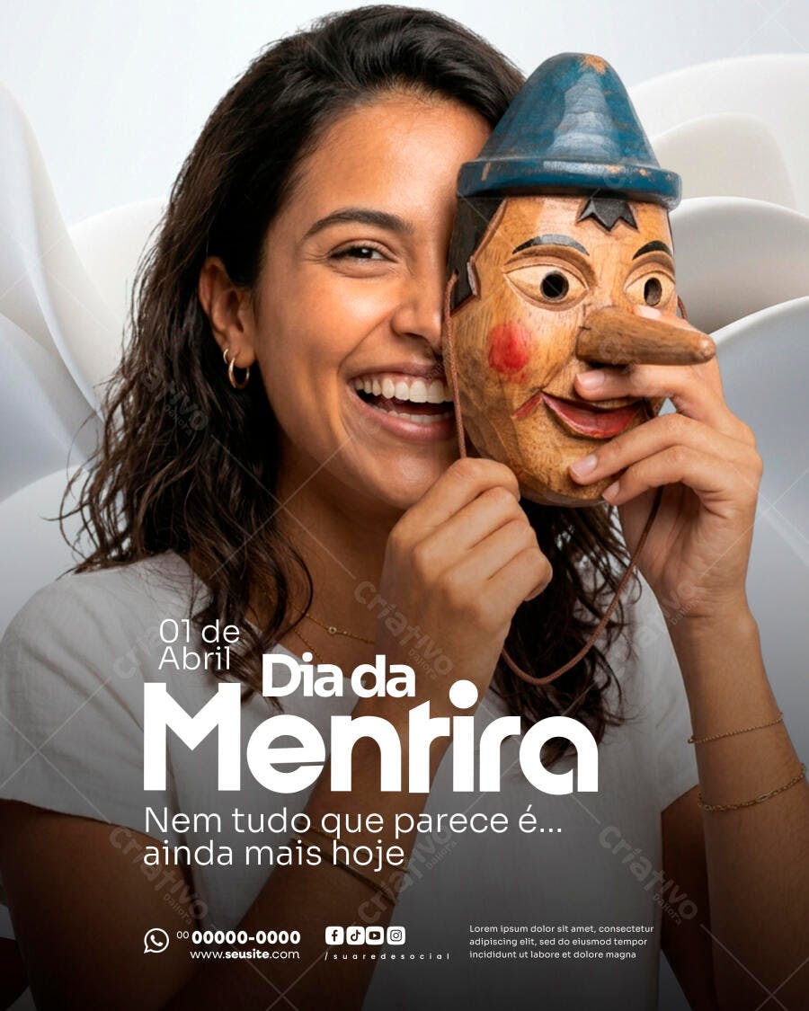 Post Instagram Dia da Mentira 1 de Abril PSD Editável