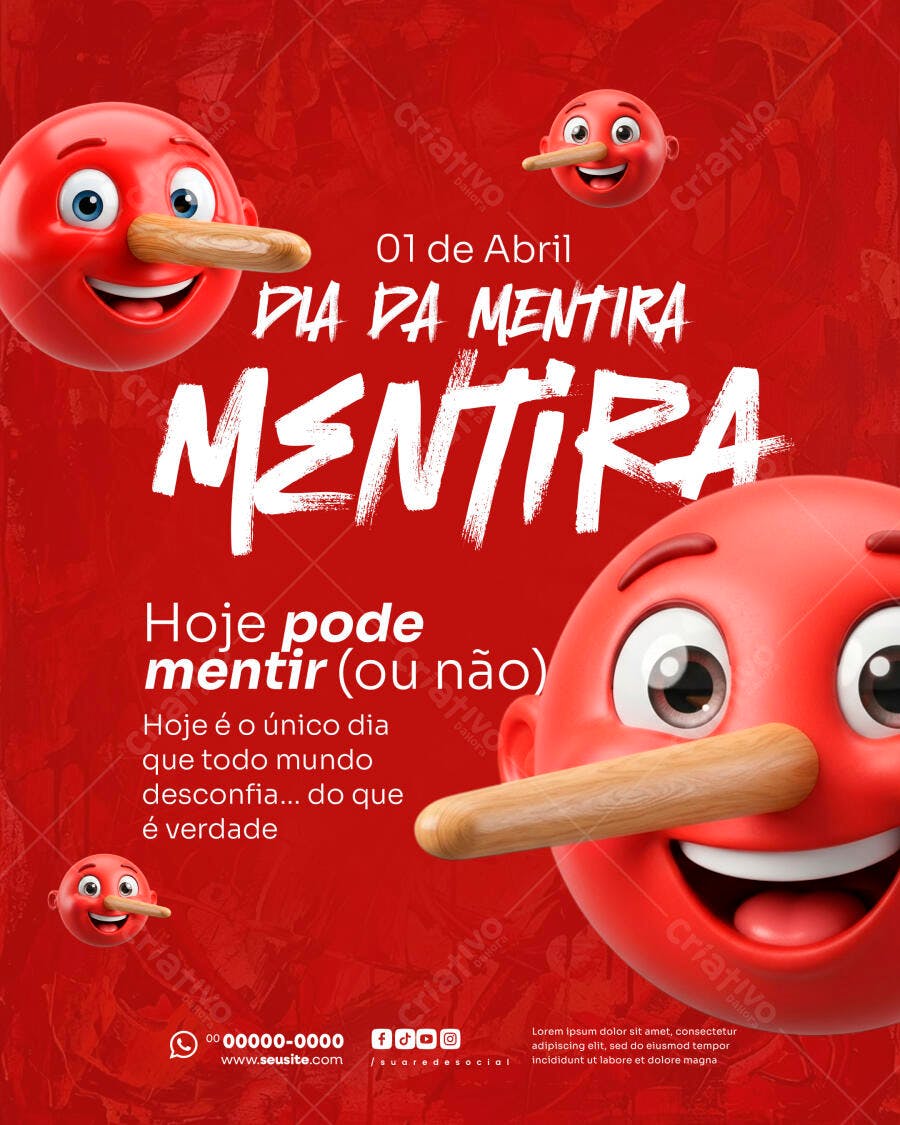 Post Instagram Dia da Mentira 1 de Abril PSD Editável