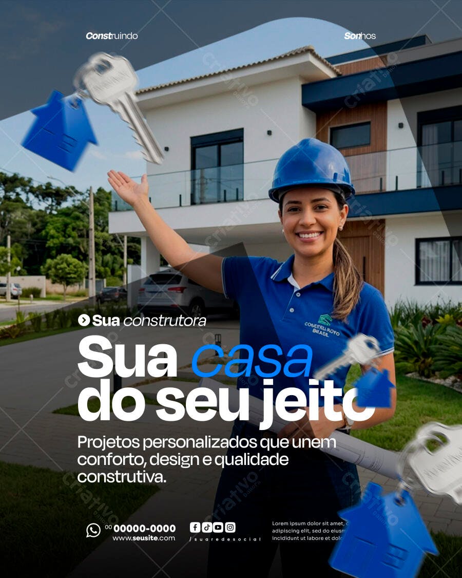 Post Instagram Construtora Imobiliária PSD Editável