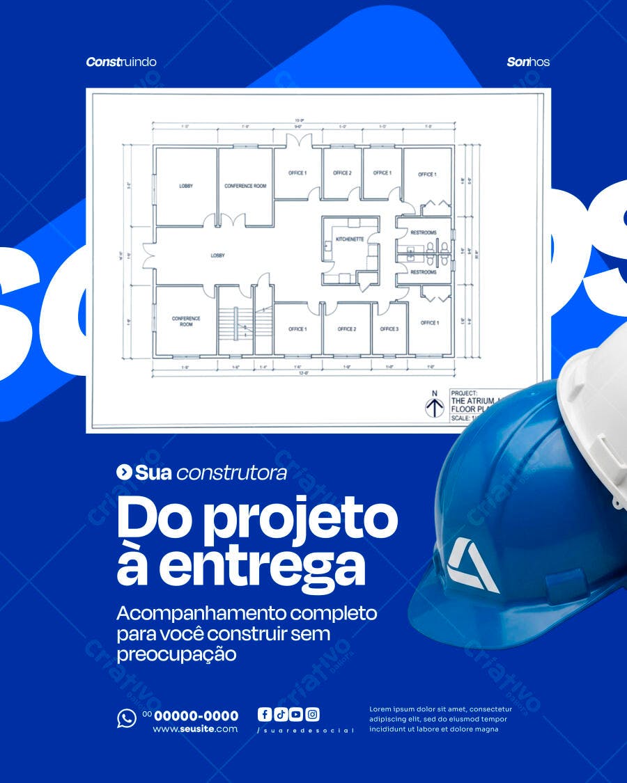 Flyer Construtora Engenharia Projeto PSD Editável