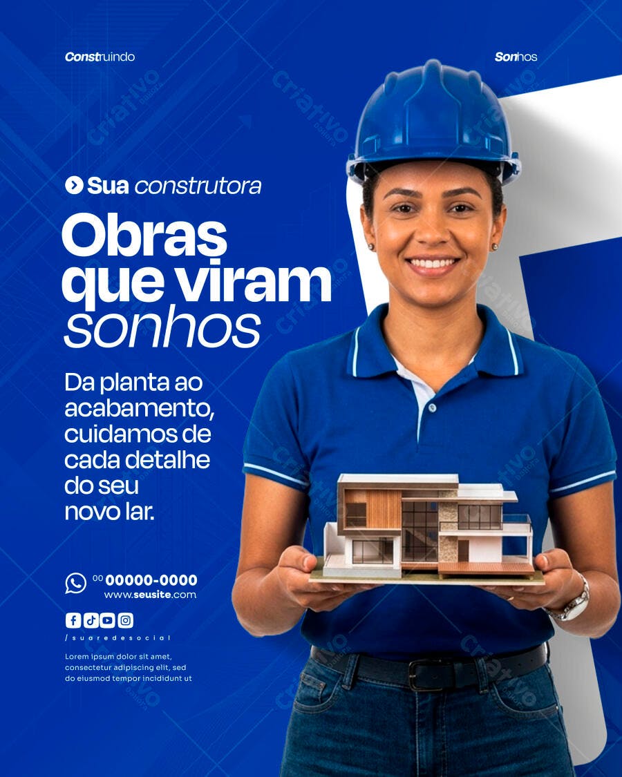 Post Instagram Construtora Engenharia Civil PSD Editável