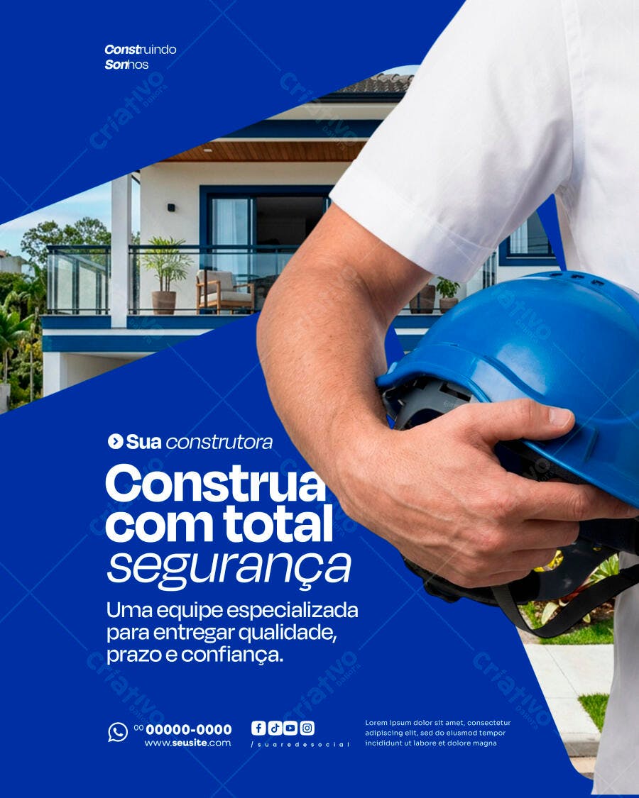 Post Instagram Construtora Segurança PSD Editável