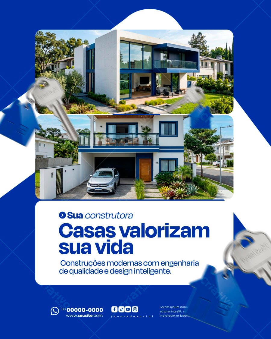 Flyer Imobiliária Casas Modernas PSD Editável