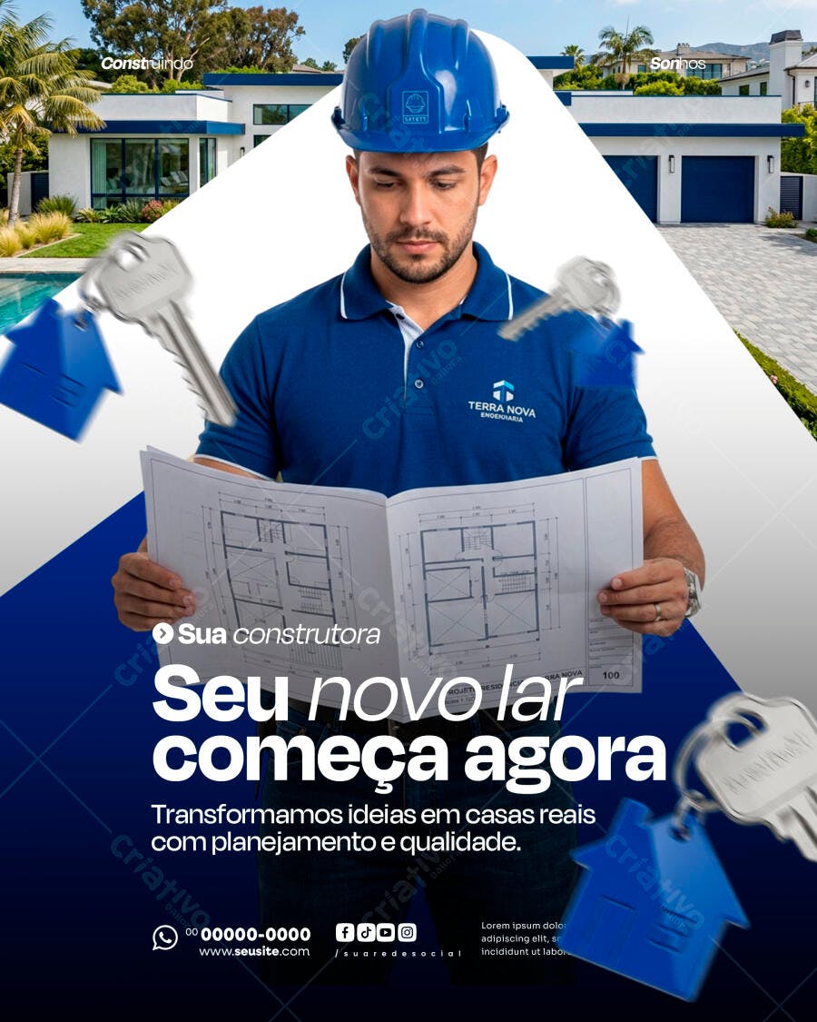 Post Instagram Construtora Imobiliária PSD Editável