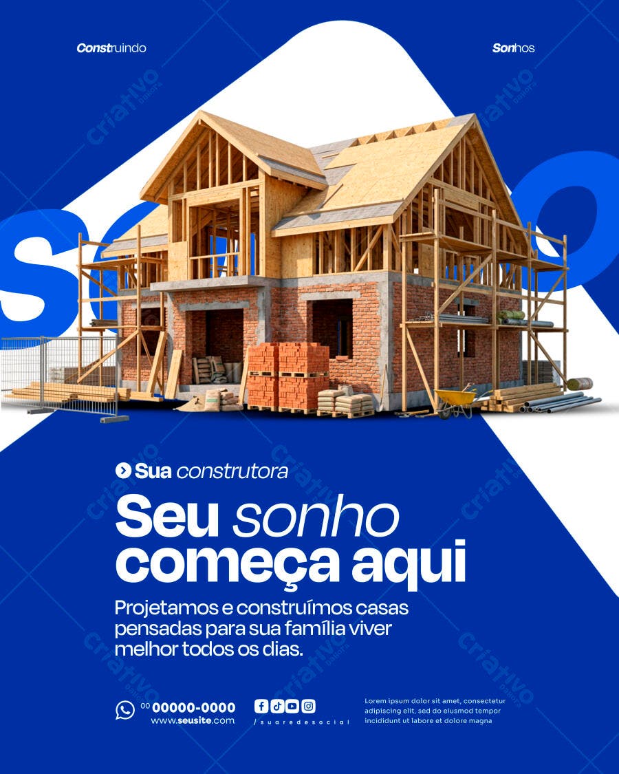 Flyer Construtora Imobiliária Casa Nova PSD Editável