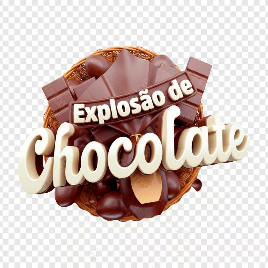 Elemento 3D Explosão de Chocolate PNG Fundo Transparente