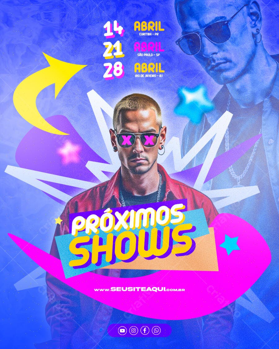 Flyer Próximos Shows Evento Balada PSD Editável