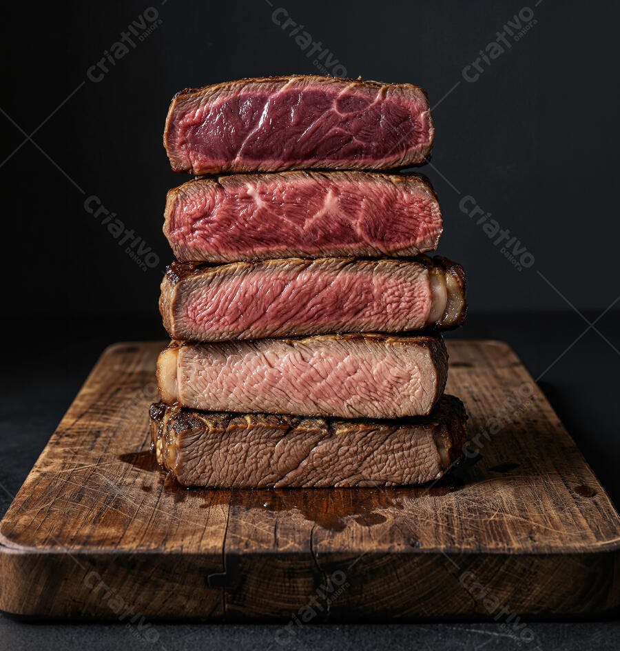 Foto Bife Grelhado Empilhado Ponto da Carne Malpassado